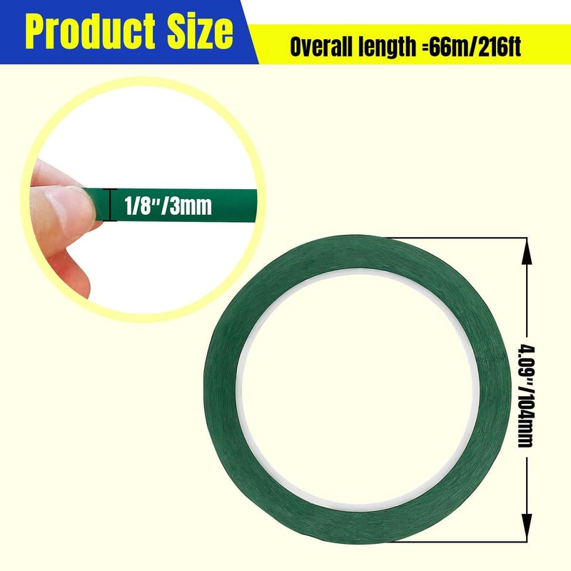 QIMAOO 10 Rolls 1/8" Whiteboard Tape Line 3mm Thin Dry Erase Board Tape Lines Pinstripe Tape, Green, 216ft Per Roll - Image 2